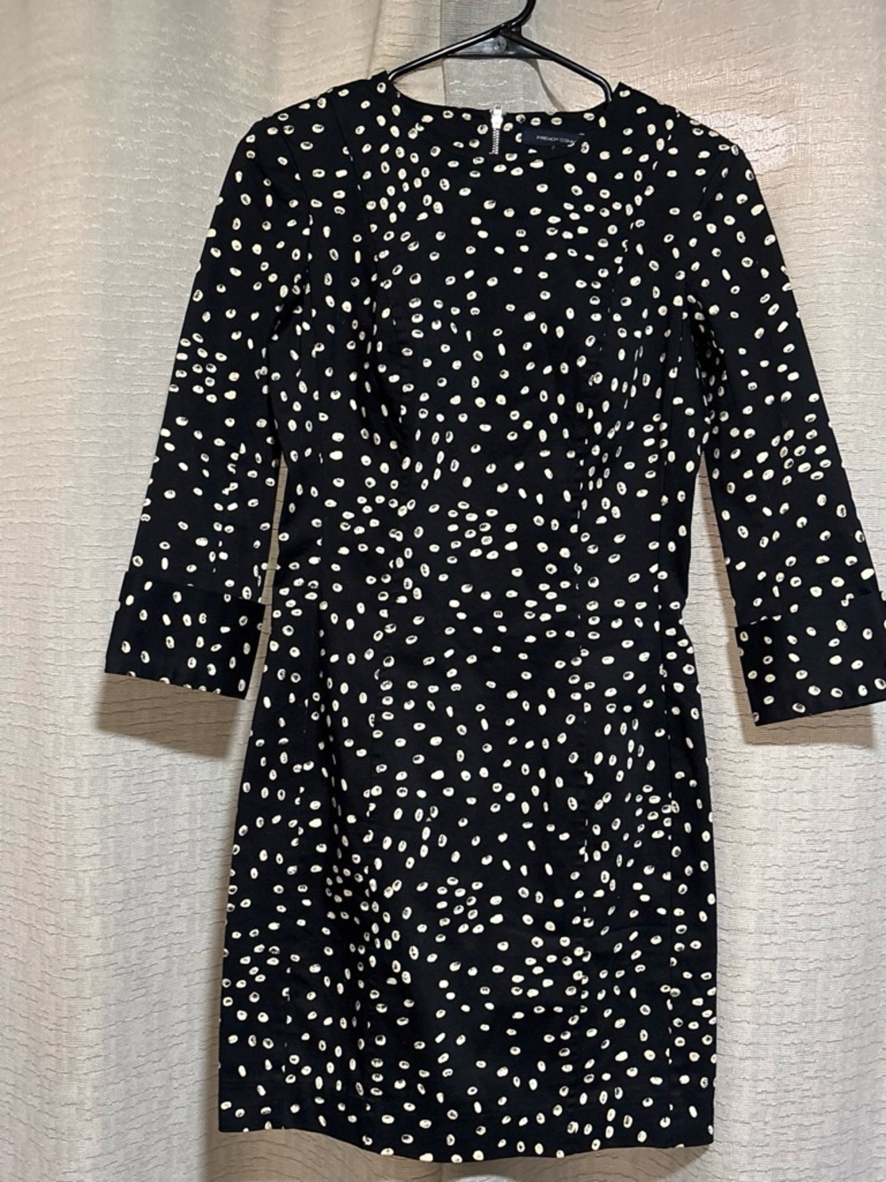 French Connection Black Dress with White Dot Print
